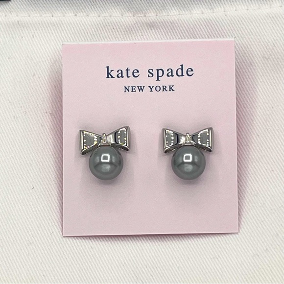 Kate Silver Bow & Pearl Earrings NWT - Picture 6 of 8